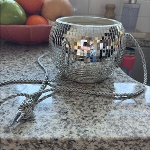Silver Disco Ball plant hanger